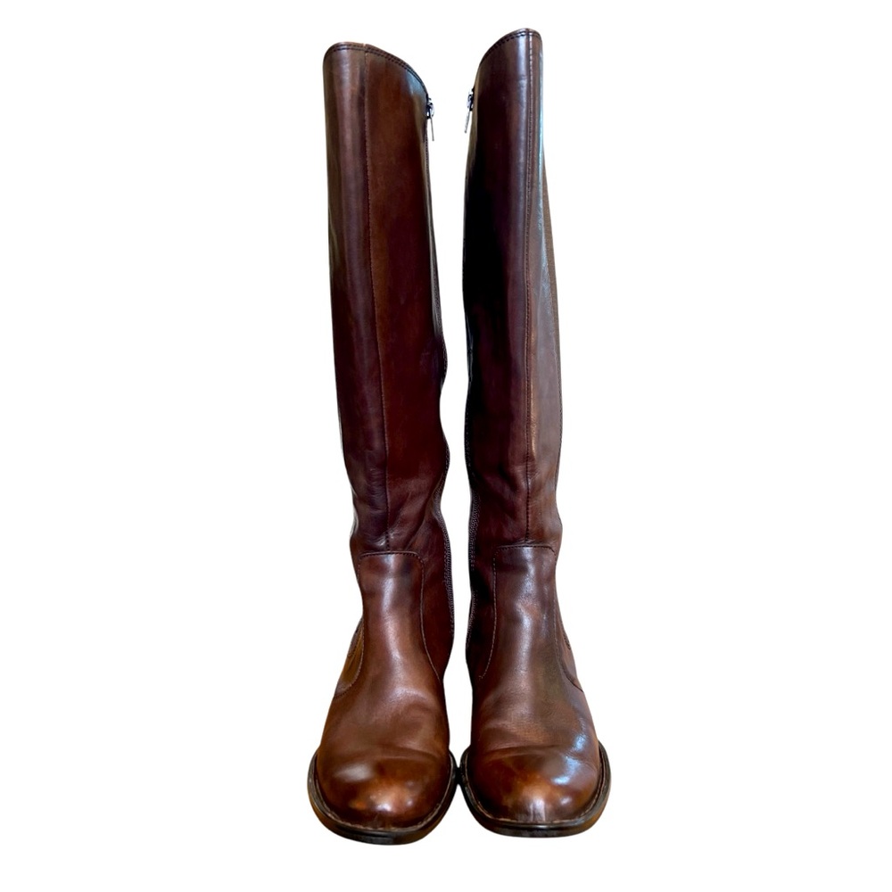 Born Brown Leather Boots with Block Heel 7.5 size stretch calf excellent condit - Picture 5 of 12
